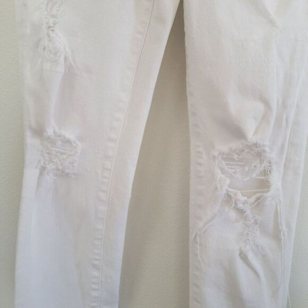 Good‎ American Good Boy Buttonfly Ripped Distressed Slit Jeans Sz 4 | 27 White - Picture 8 of 16